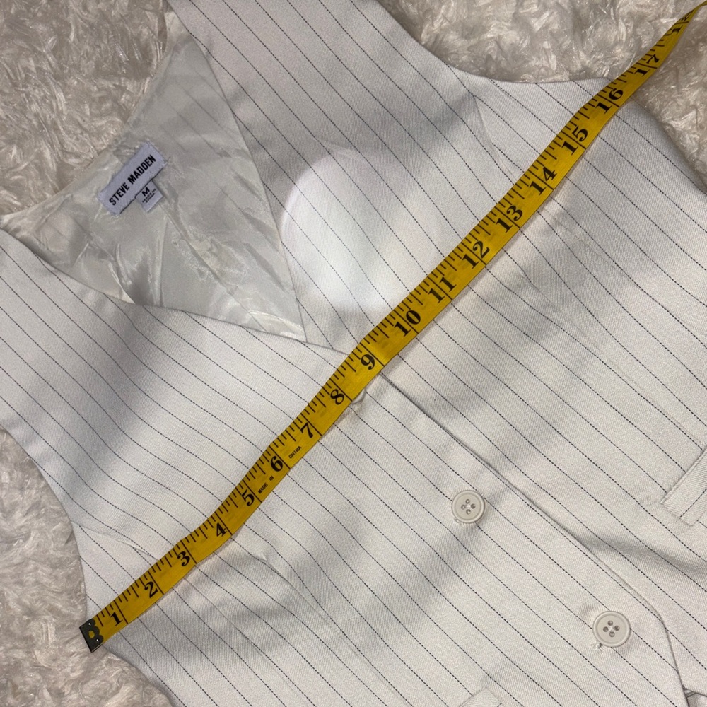 Steve Madden Off White Pinstripe Button Vest - Picture 4 of 6